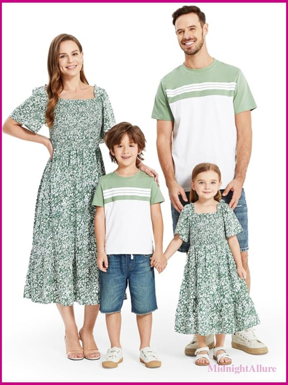 Smocked Floral Midi Dress for Women Matching Family Outfits Photo